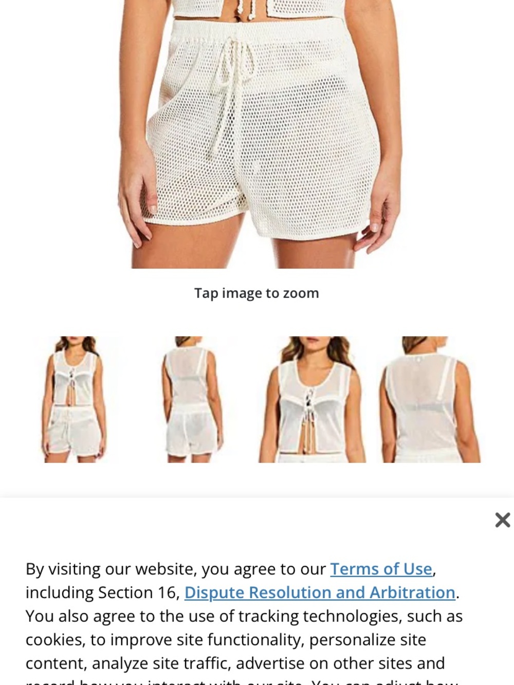 Ganni Bini White Openwork Crochet Knit Shorts Tassel Waist swim coverup
